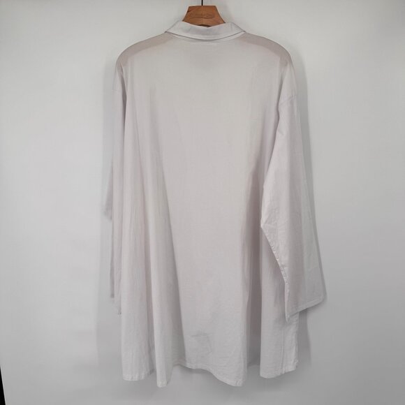 Bryn Walker Oversized Long-Sleeve Shirt tunic White Cotton stretch size XL - Picture 14 of 14